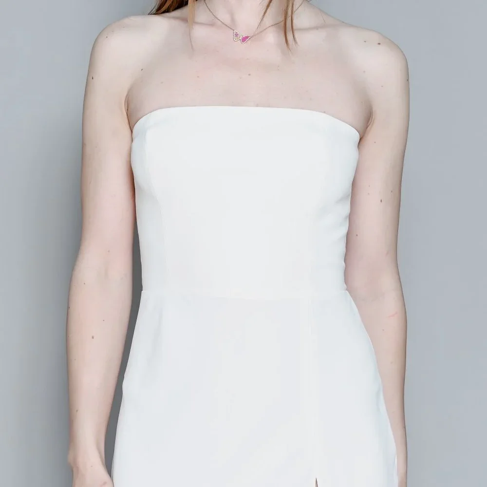 AMANDA UPRICHARD Ivory Mandy Strapless Midi Dress - Picture 2 of 7